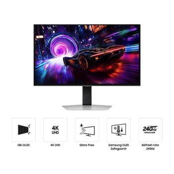 Preview: 81,3cm/32 (3840x2160) Samsung Odyssey OLED G8 G81SF 16:9 4K OLED 0,03ms 240Hz HDMI 2.1 DisplayPort 1.4 USB-B USB-A VESA HDR FreeSync G-Sync Silvr