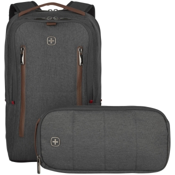 WENGER City Upgrade 40.64cm 16Zoll Laptop Backpack w/ Cross Body Day Bag Grey