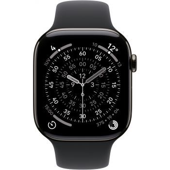 Preview: Apple Watch S11 Titan Schiefer Cellular 46mm (Sportarmband schwarz) M/L