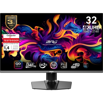 MSI MPG 321URXDE QD-OLED (80 cm (31.5 Zoll). schwarz. UltraHD/4K. QD-OLED. Adaptive-Sync. USB-C. 240Hz Panel)