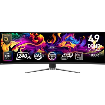 MSI MPG 491CQPXDE QD-OLED (124.5 cm (49 Zoll). schwarz. DQHD. Curved. USB-Hub. USB-C. 240Hz Panel)