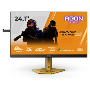 AOC Agon Pro CS24A - 24 Zoll Full HD Gaming. 610Hz 0.5ms gtg. G-Sync.HDR400 (1920x1080. 2x HDMI 2.1. DP 1.4. USB Hub) schwarz-rot-orange