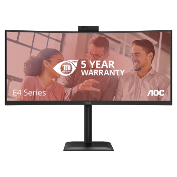 86.4cm/34 (3440x1440) AOC CU34E4CW 21:9 VA 4ms 120Hz Curved HDMI DisplayPort USB-C RJ45 VESA Speaker Webcam HDR10 KVM Black