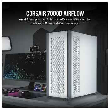 Preview: Corsair 7000D Airflow White Full Tower Gaming Gehäuse mit Glas Seitenfenster