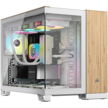 CORSAIR mATX 2500X (Tempered Glass) White/Bamboo Wood