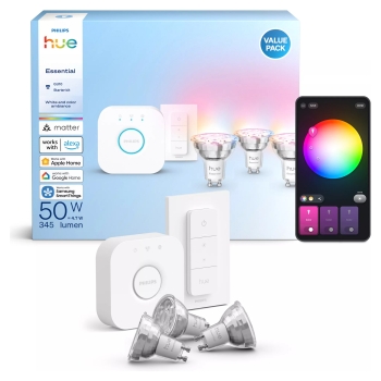 Preview: Philips Hue Starter Kit Essential GU10 3P+Switch+V2 bridge