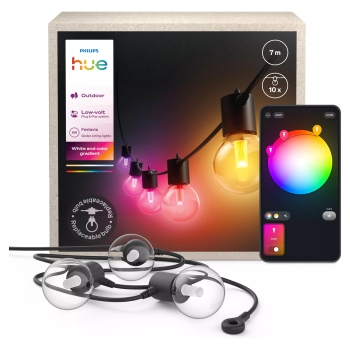 Preview: Philips Hue Festavia Globe Außenlichterkette. White and Color Ambiance. 7 m Länge. 10 Lampenkugeln. dimmbar. Steuerung per Hue App