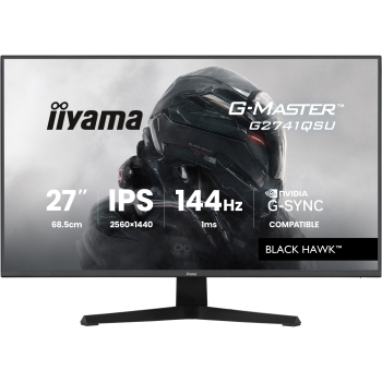 68.6 cm/27? (2560×1440) iiyama G-Master G2741QSU-B1 16:9 QHD IPS 1 ms (MPRT) 144 Hz HDMI 2.0 DisplayPort 1.4 VESA 100×100 Black