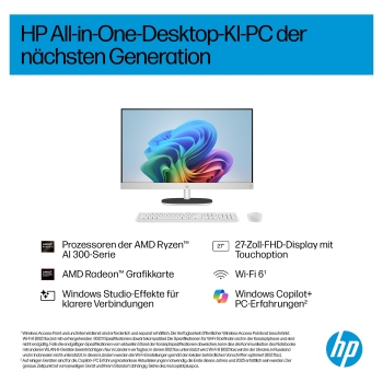 Preview: AIO HP 27 FHD IPS Ryzen AI 7 350 16GB/512GB SSD Windows 11 27-ct2473ng