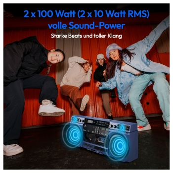 Preview: Medion LIFE® P66538 Retro-Boombox blau