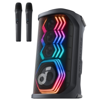 ANKER Soundcore Rave 3S Bluetooth 200W Partybox AI Karaoke IPX4 Beat-synced Lichtshow Auracast inkl. 2 kabellose Mikrofone
