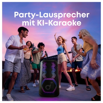 Preview: ANKER Soundcore Rave 3S Bluetooth 200W Partybox AI Karaoke IPX4 Beat-synced Lichtshow Auracast inkl. 2 kabellose Mikrofone