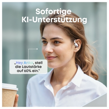 Preview: ANKER Soundcore AeroFit 2 AI white Open-Ear-Kopfhrer 35 Stunden Wiedergabezeit IP55 inkl. KI Assisent und bersetzung