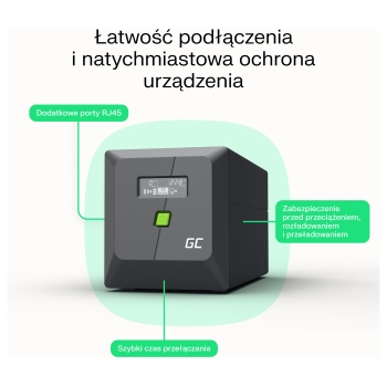 Preview: Green Cell Backup Power Supply UPS Greencell 1000VA 600W PowerProof with LCD display