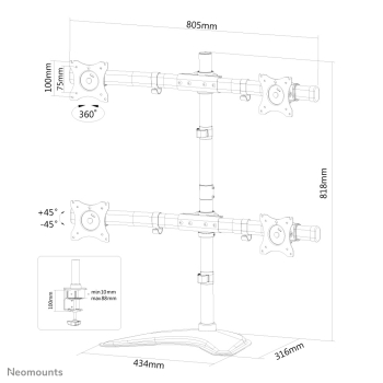 Neomounts TIS 10-27 4TFT schwarz Max.32KG