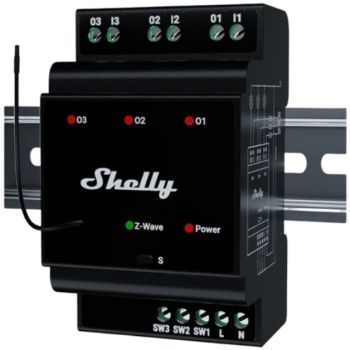 Shelly Relais Wave Hutschiene Pro 3 Relais max. 48 A 3 Phasen 3x 16A Z-Wave