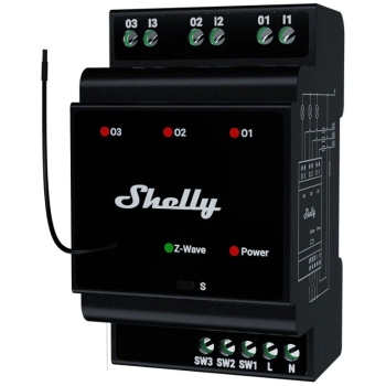 Preview: Shelly Relais Wave Hutschiene Pro 3 Relais max. 48 A 3 Phasen 3x 16A Z-Wave
