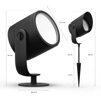 Preview: Philips Hue White & Color Ambiance Lily XL Spot 1 flg. Schwazr Verlängerung