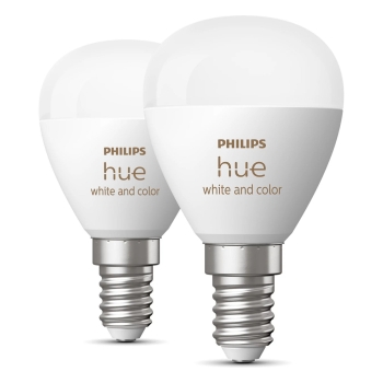 Preview: Philips Hue White & Color Ambiance E14 Luster Tropf Doppelpack 470lm