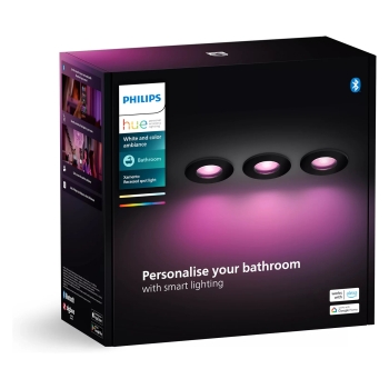 Preview: Philips Hue White&Col. Amb. Xamento Einbauspot schwarz 3x4.2W