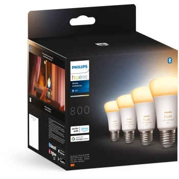 Preview: Philips Hue White Ambiance E27 Viererpack 4x570lm 60W