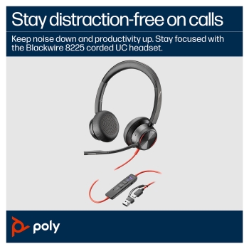 Preview: HP Poly Headset Blackwire C8225-M Stereo USB-C/A Teams