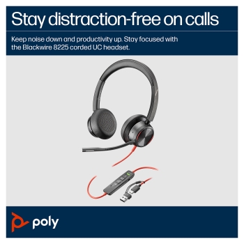 Preview: HP Poly Headset Blackwire C8225-M Stereo USB-C/A Teams