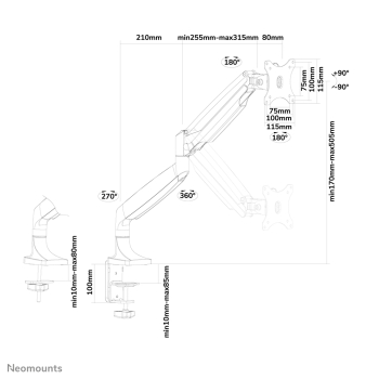 Neomounts TIS 10-32 1TFT 1 Gelenk schwarz Max.9KG