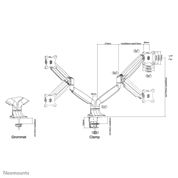 Neomounts TIS 10-32 2TFT 2 Gelenke schwarz Max.18KG