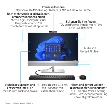 Preview: AIO HP EliteOne 870 G9 Intel Core i5-14500 68.58cm 27Zoll 16GB 512GB/SSD W11P 1J War (DE)
