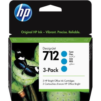 HP 712 3-Pack 29-ml Cyan DesignJet Ink Cartridge