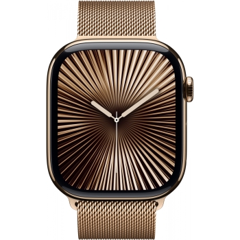 Preview: APPLE Watch Series 10 GPS + Cellular 46mm Gold Titanium Case with Gold Milanese Loop - S/M