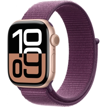 APPLE Watch Series 10 GPS 42mm Rose Gold Aluminium Case with Plum Sport Loop