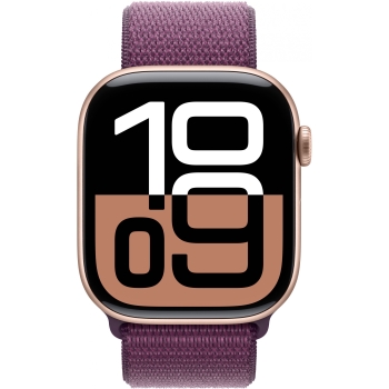 Preview: APPLE Watch Series 10 GPS + Cellular 46mm Rose Gold Aluminium Case with Plum Sport Loop