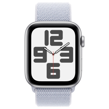Preview: APPLE Watch SE GPS + Cellular 44mm Silver Aluminium Case with Blue Cloud Sport Loop