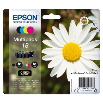 Epson Tinte 18 C13T18064012 4er Multipack (BKMCY) bis zu 175 Seiten