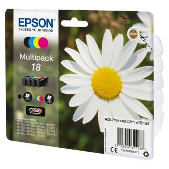 Preview: Epson Tinte 18 C13T18064012 4er Multipack (BKMCY) bis zu 175 Seiten