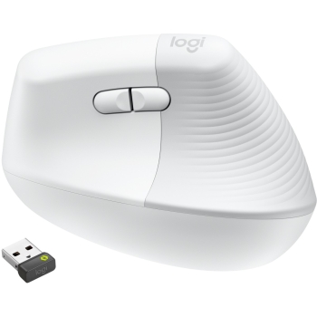 Preview: Logitech Lift for Business Vertical mouse ergonomic 6 buttons wireless Bluetooth 2.4 GHz Bolt USB receiver off-white