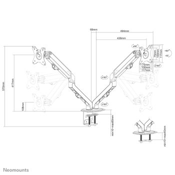 Neomounts TIS 17-27 2TFT 2Gelenke Max.7KG schw. Feder