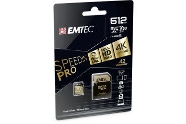 Preview: Emtec mSD 512GB UHS-I U3 V30 A2 SpeedIN Pro + Adapter