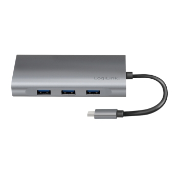 Logilink Dockingstation USB 3.2 Gen1,USB-C, 10-Port,PD,silb.