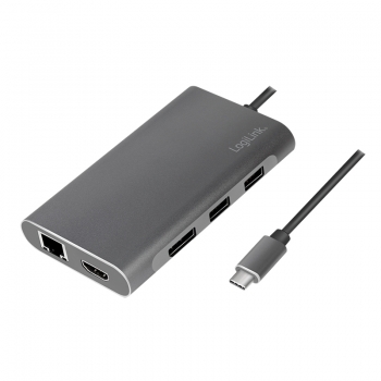 Logilink Dockingstation USB 3.2 Gen1,USB-C,8-Port,PD,silber