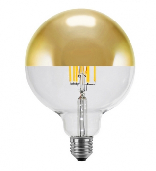 SEGULA LED Globe 125 Spiegelkopf Gold E27 6,5W 2700K dimm