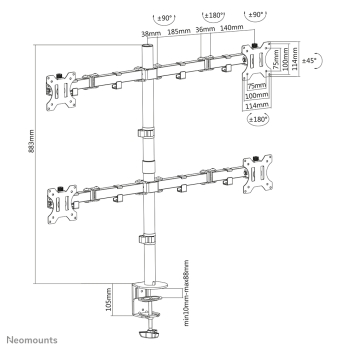 Neomounts TIS 13-32 4TFT 4Gelenke schw. Max.8kg