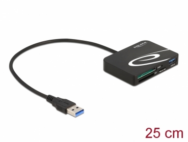 DELOCK Card Reader für XQD/SD/Micro SD + USB Typ-A Port