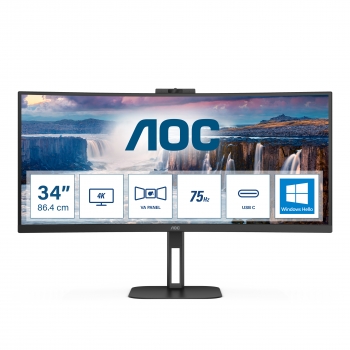 AOC 86,0cm (34)  CU34V5CW/BK  21:09  HDMI+DP+USB-C Cur.WebC retail