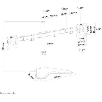 Preview: Neomounts FPMA-D550DDBLACK Tischhalterung für zwei Flachbildschirme bis 32 8KG