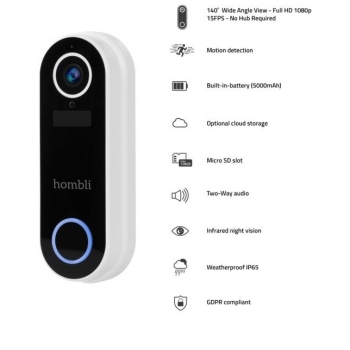 Preview: Hombli smarte Türklingel 2 (weiß) + Gong