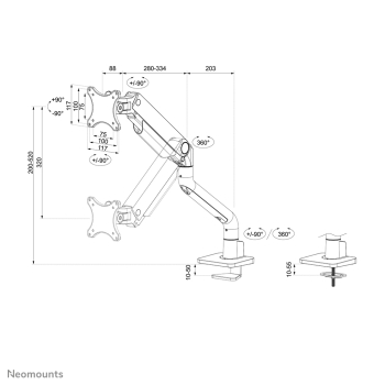 Neomounts TIS 17-49 1TFT 1Gelenk weiß Max.15KG