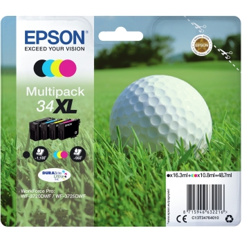 Preview: Epson Tinte 34XL C13T34764010 4er Multipack (BKMCY) bis zu 950 Seiten